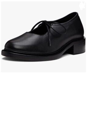 YDN Black Women's Comfortable Platform Round Toe Chunky Low Heels Self-tie Pump